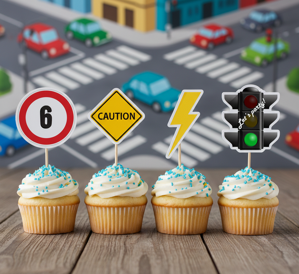 Διακοσμητικά φαγητού/cupcakes συλλογής «Vroom vroom Car»