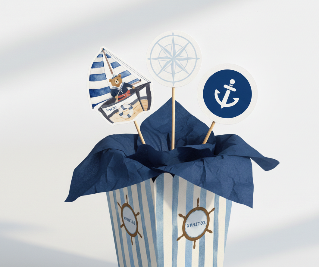 Διακοσμητικά centerpieces για τα τραπέζια συλλογής «Little Sailor»