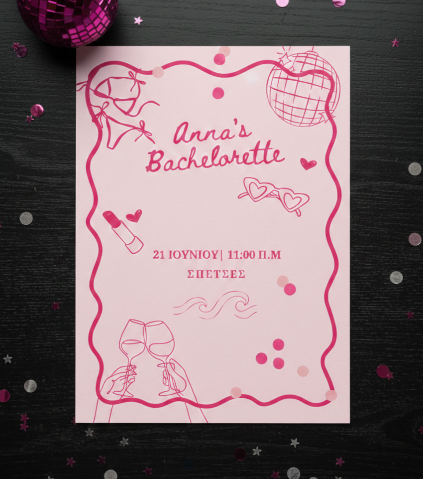 Πρόσκληση πάρτυ συλλογής «Bachelorette»