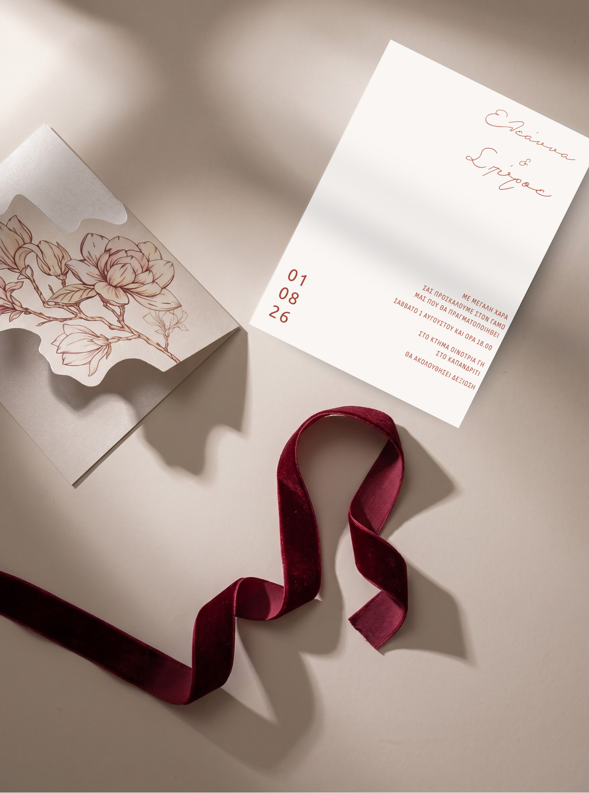 Πρόσκληση γάμου συλλογής «Red Velvet»