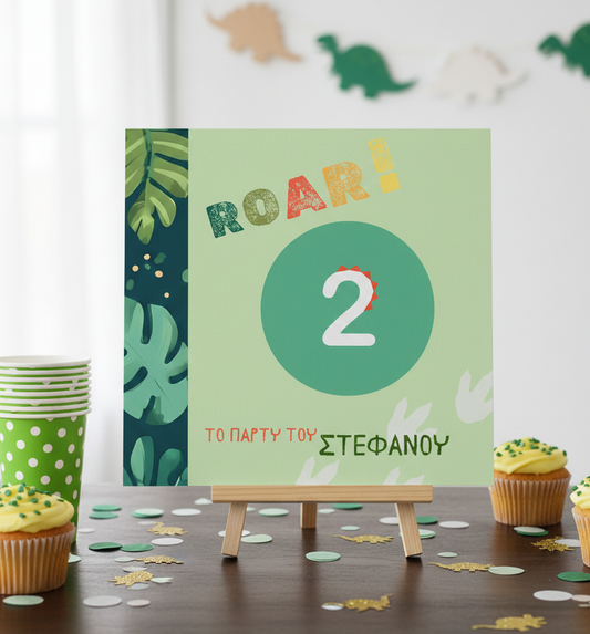 Επιγραφή party συλλογής «Roar little Dino»