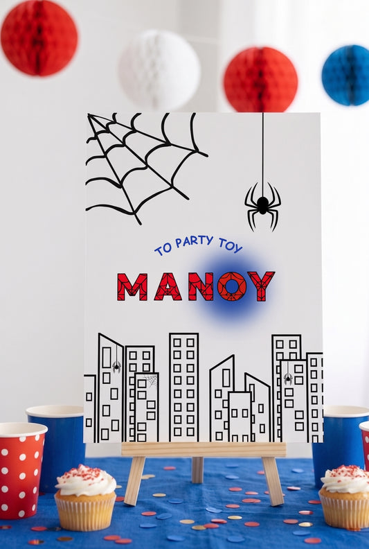 Επιγραφή party συλλογής «Super Hero Spider Web»