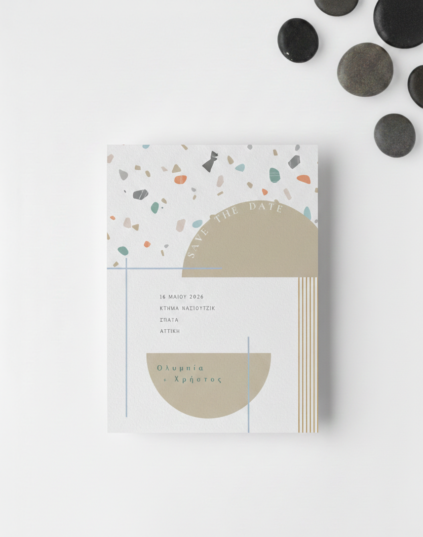 Κάρτα Save the date συλλογής «Pebble»
