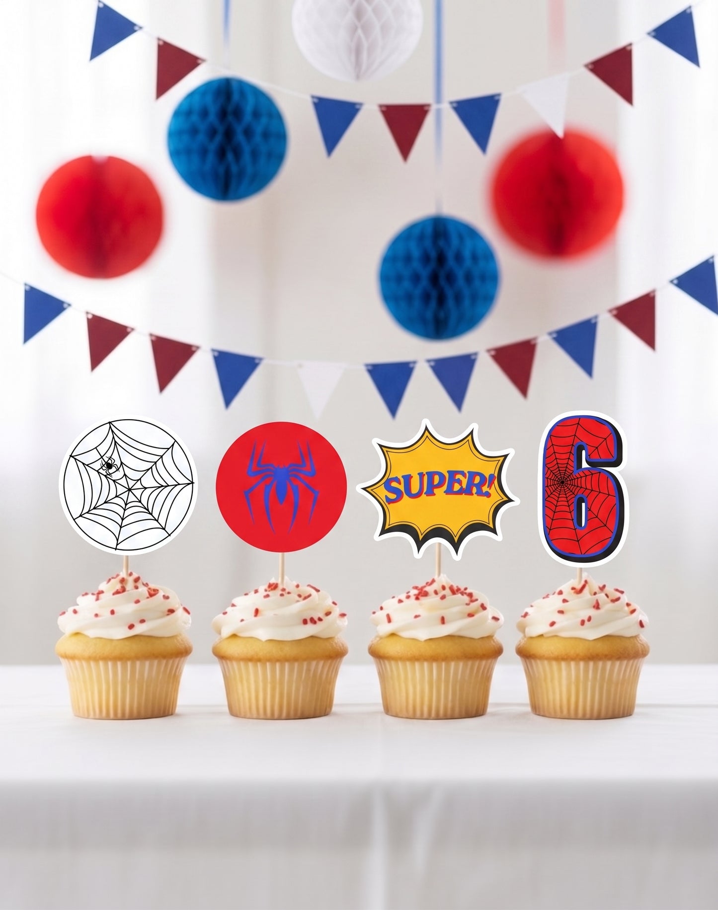 Διακοσμητικά φαγητού/cupcakes συλλογής «Super Hero Spider Web»