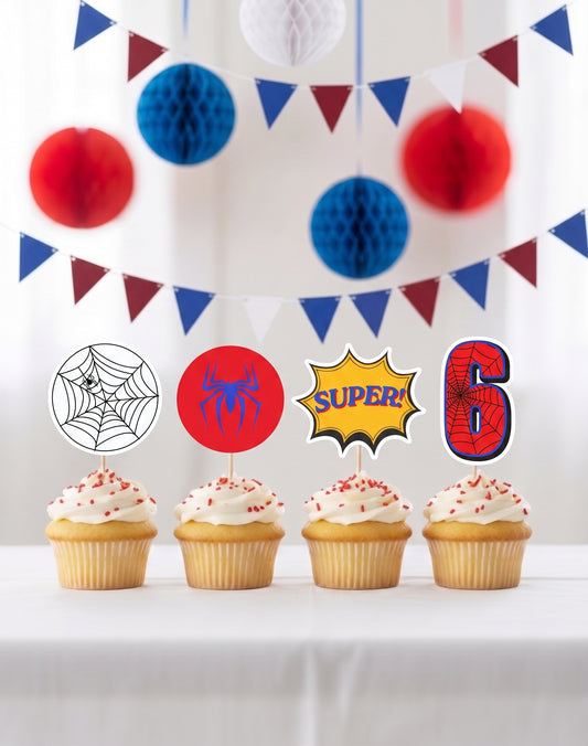 Διακοσμητικά φαγητού/cupcakes συλλογής «Super Hero Spider Web»