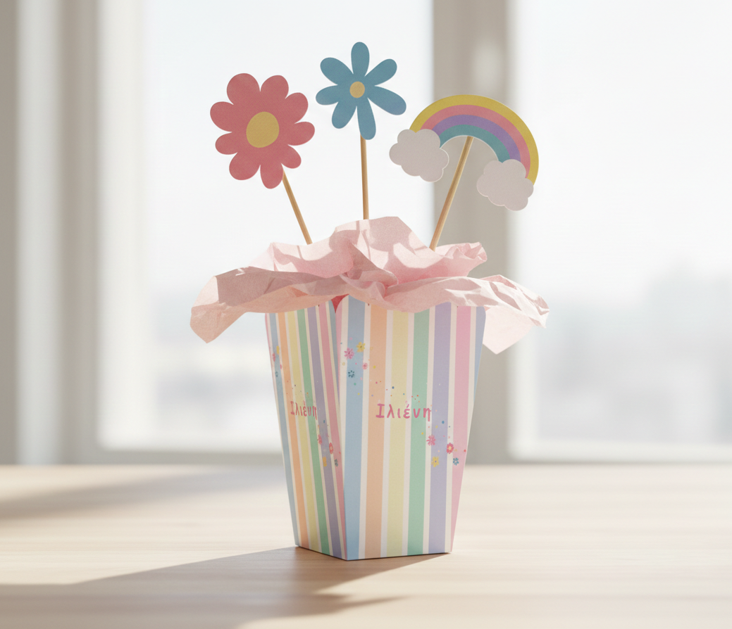 Διακοσμητικά centerpieces για τα τραπέζια συλλογής «She's like a Rainbow»