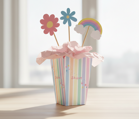 Διακοσμητικά centerpieces για τα τραπέζια συλλογής «She's like a Rainbow»