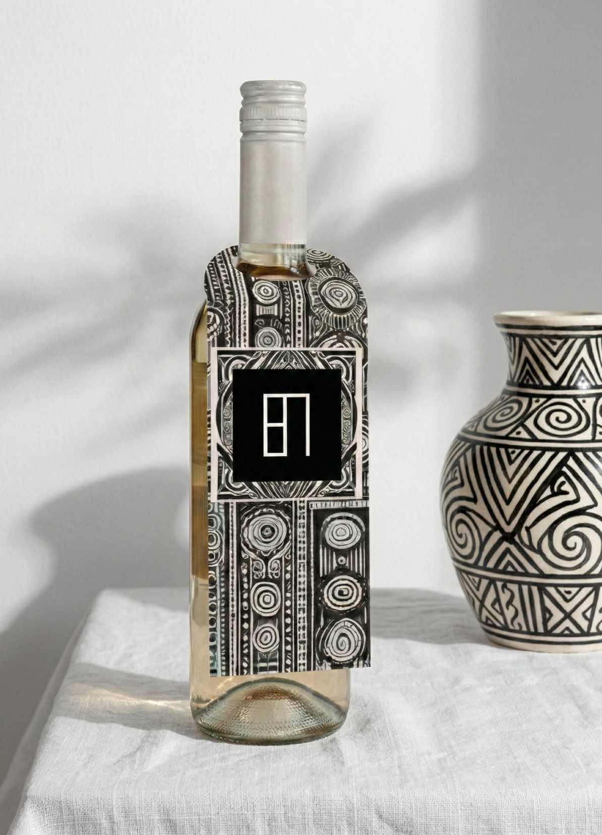 Ετικέτα για μπουκάλι κρασιού συλλογής «Boho Ethnic»